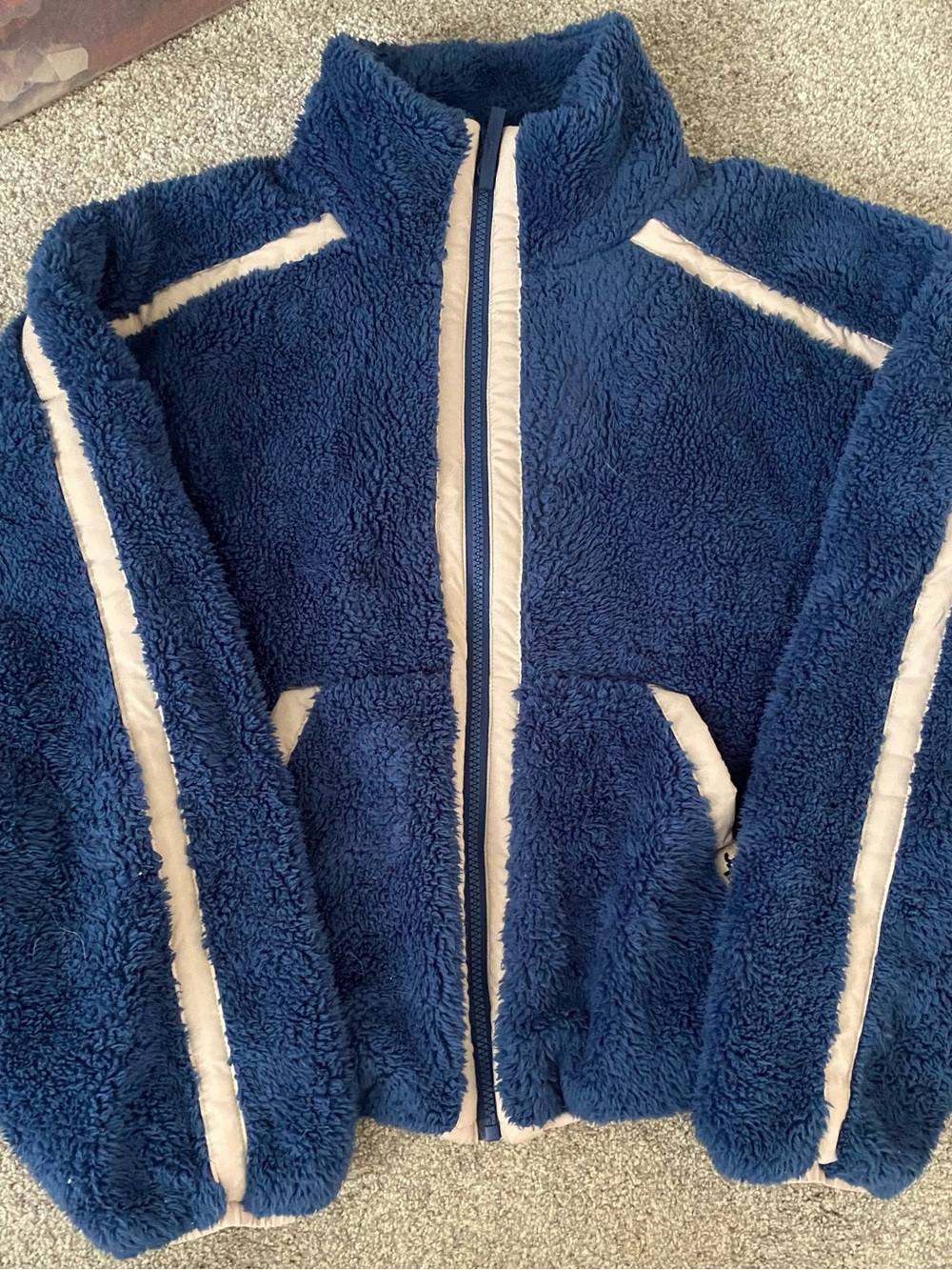 JoyLab Sherpa Zip-Up Jacket - Blue and White